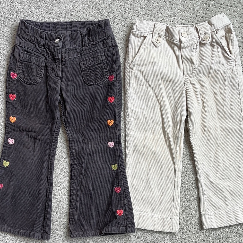 VTG Corduroy Cotton pants set Heart & flower Accent – brown & tan Gymboree 3t